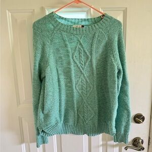 SO Green Crew Neck Sweater with Textured Knit